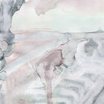 Detail of wallpaper in a watercolor painterly print in shades of pink, gray and white.