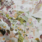 Floral and leaf pattern on a textured white background