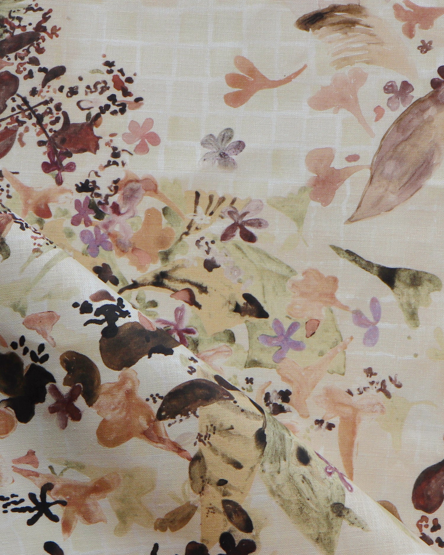 Floral patterned fabric with a beige background