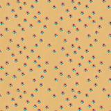 Scaled-out view of wallpaper in a minimal floral print in shades of pink, gold and green on a cream field.