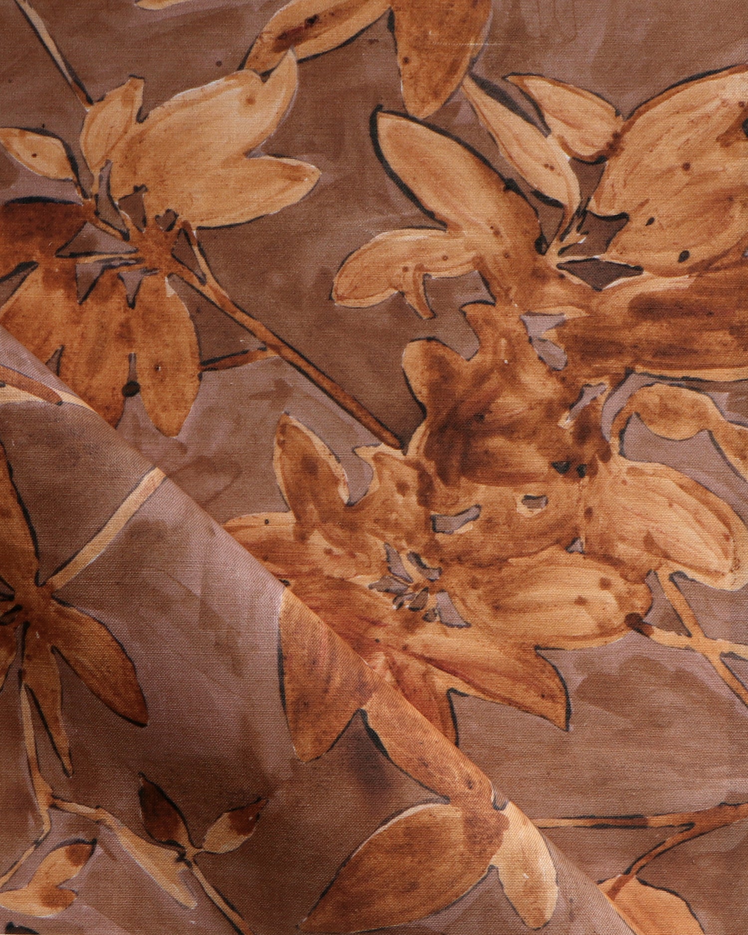 Close-up of a brown floral patterned fabric
