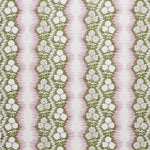 Patterned wallpaper with white floral design on a striped background