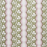 Patterned wallpaper with white floral design on a striped background