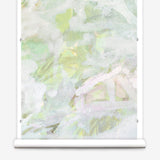 Wallpaper roll  with a floral pattern on a white background