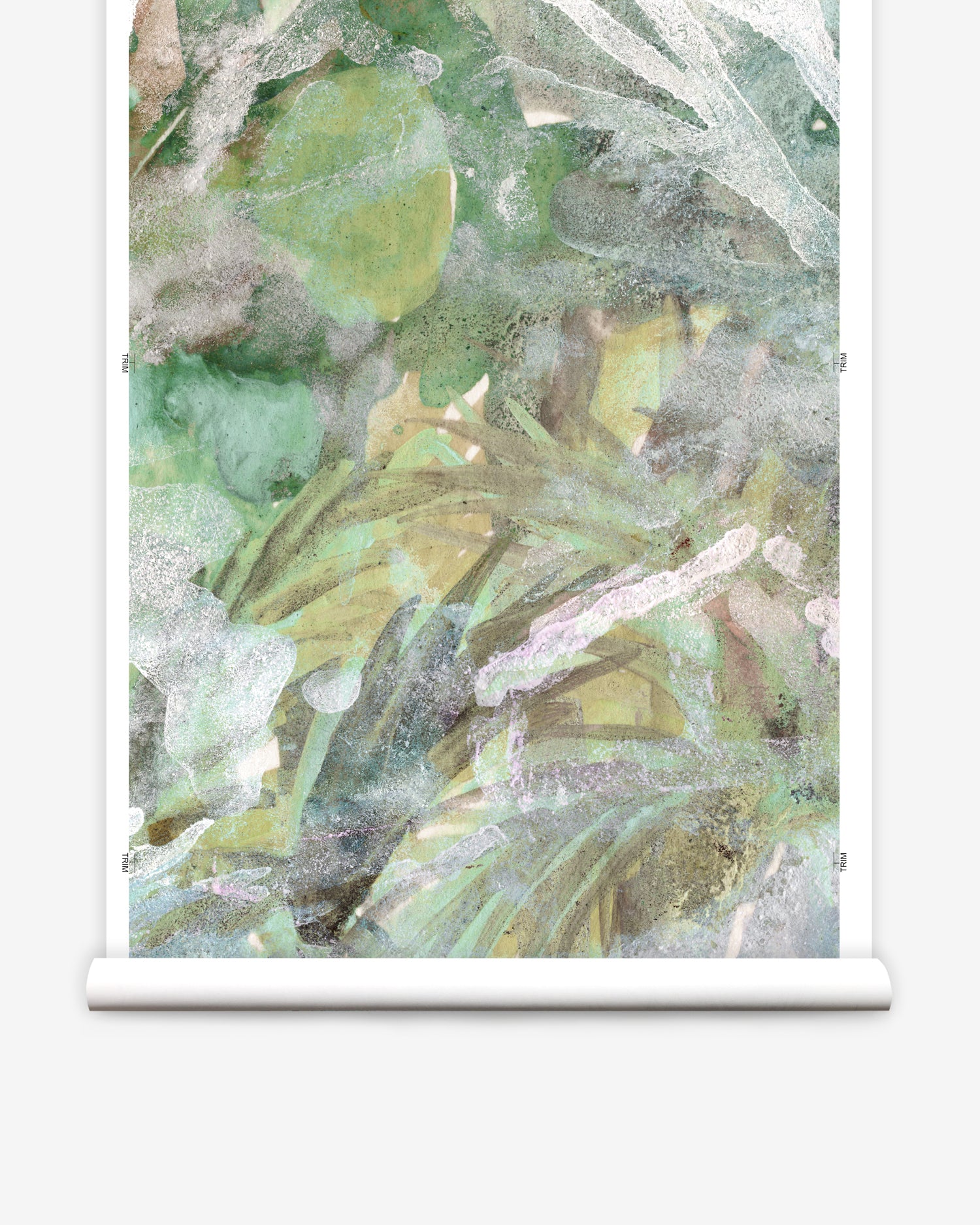 Wallpaper roll  with a green and white leaf pattern