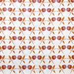 Printed linen in a small scale watercolor floral in orange and purple.