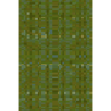 Artwork rendering of a handknotted rug in a dense geometric design in shades of a green and accents of yellow