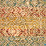 Flatweave rug in a raised diamond stripe in an ombre of green, orange and yellow
