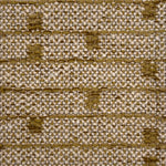 Textural flatweave rug in a modern stripe geometric design in yellow ochre on a taupe field.