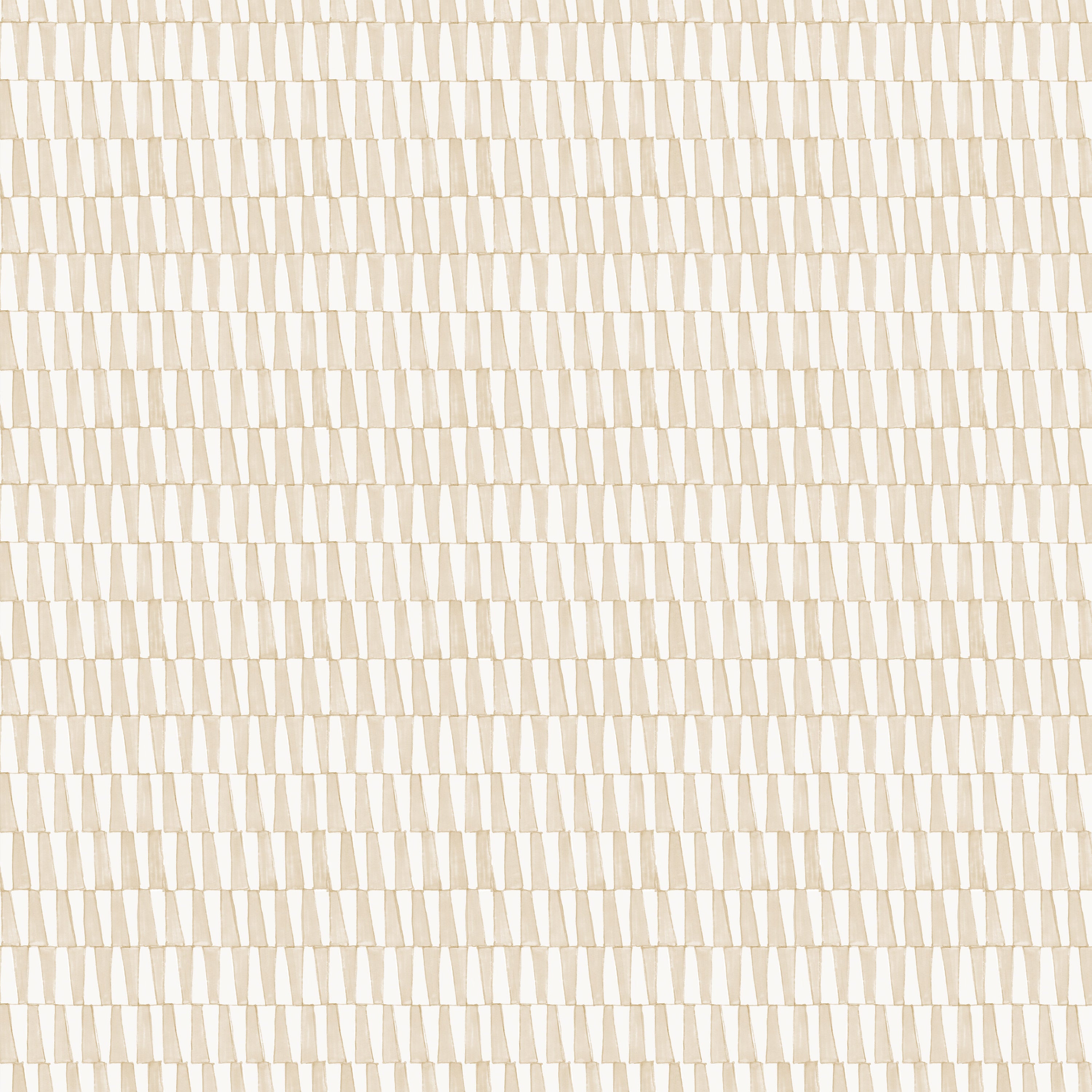 Detail of wallpaper in a playful triangular stripe print in white and light brown.