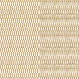 Detail of fabric in a playful triangular stripe print in tan and light brown.