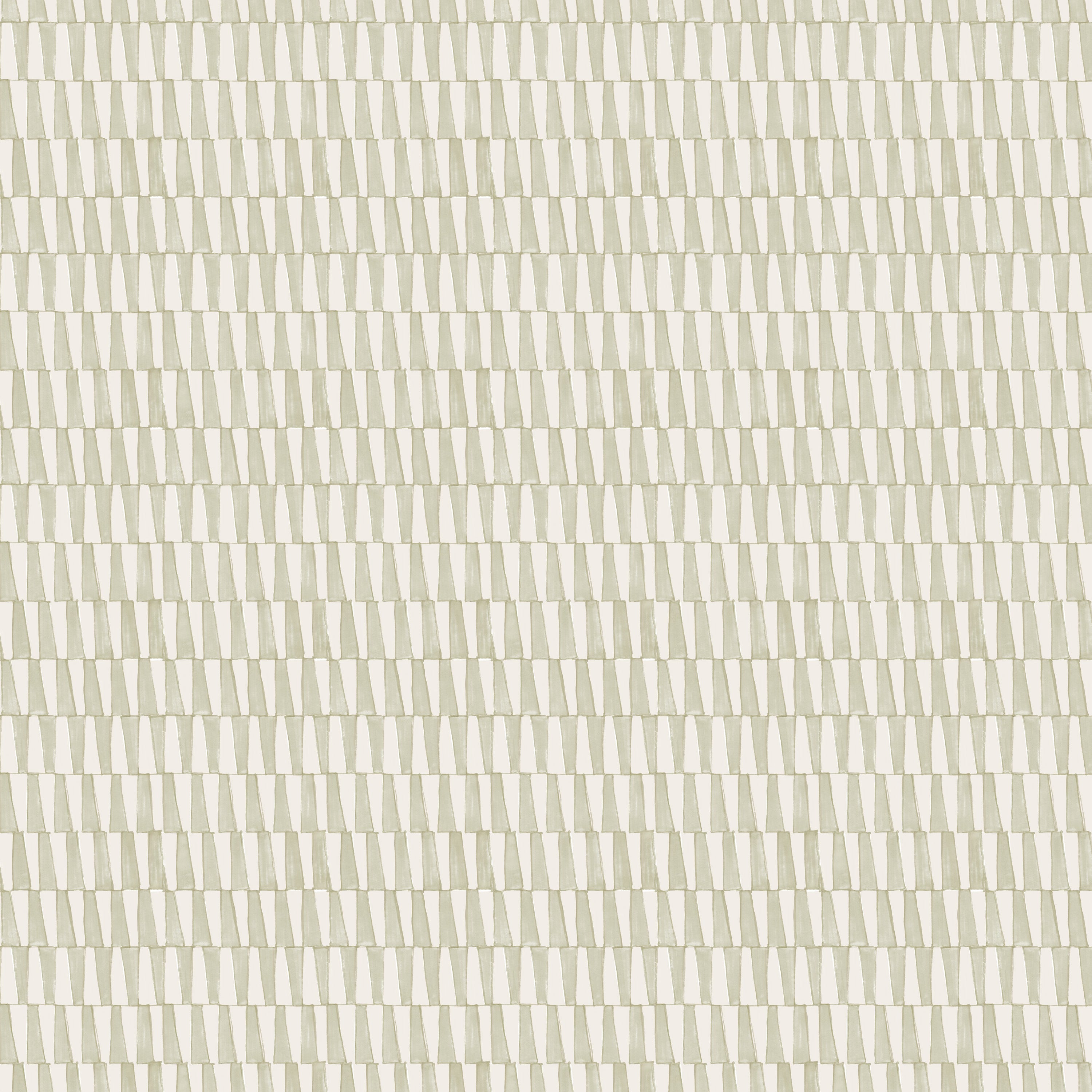 Detail of fabric in a playful triangular stripe print in gray and cream.
