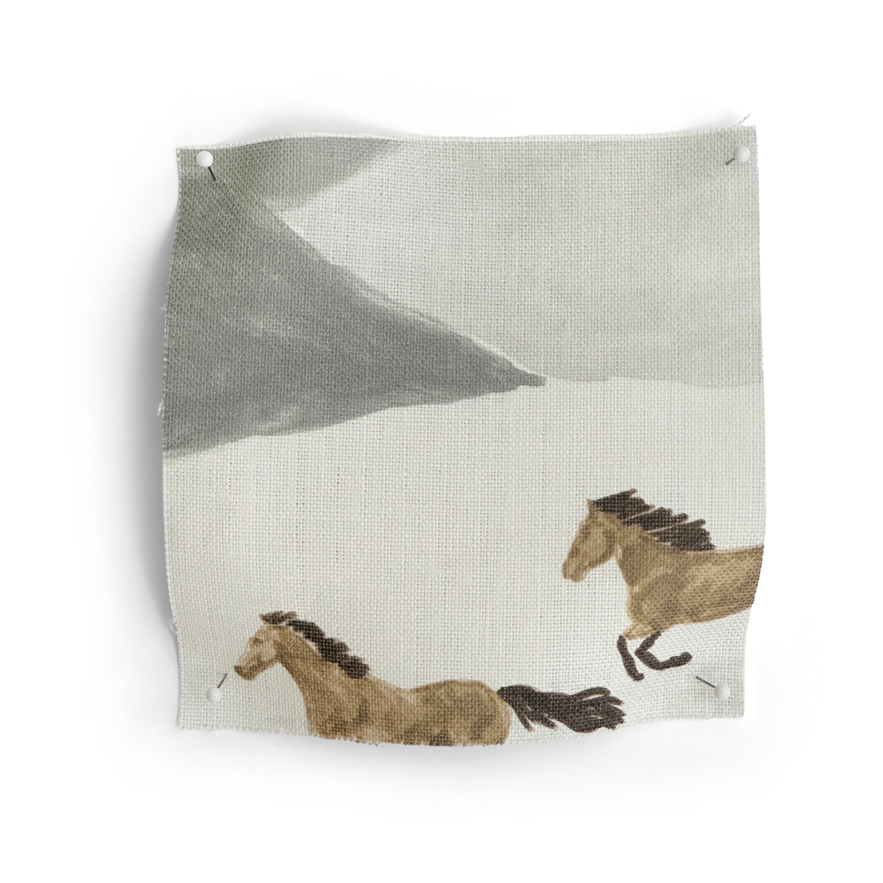 Fabric with horse design on a white background