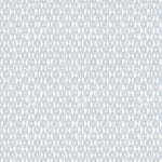 Detail of wallpaper in a geometric grid print in light blue on a white field.