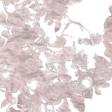 Detail of wallpaper in a watercolor floral print in mottled pink and gray on a white field.