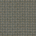 Embroidered fabric in a dashed basketweave design in sage green with yellow accents.