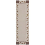 Flatweave runner with a crescent moon border in cream, taupe and brown