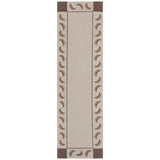 Flatweave runner with a crescent moon border in cream, taupe and brown