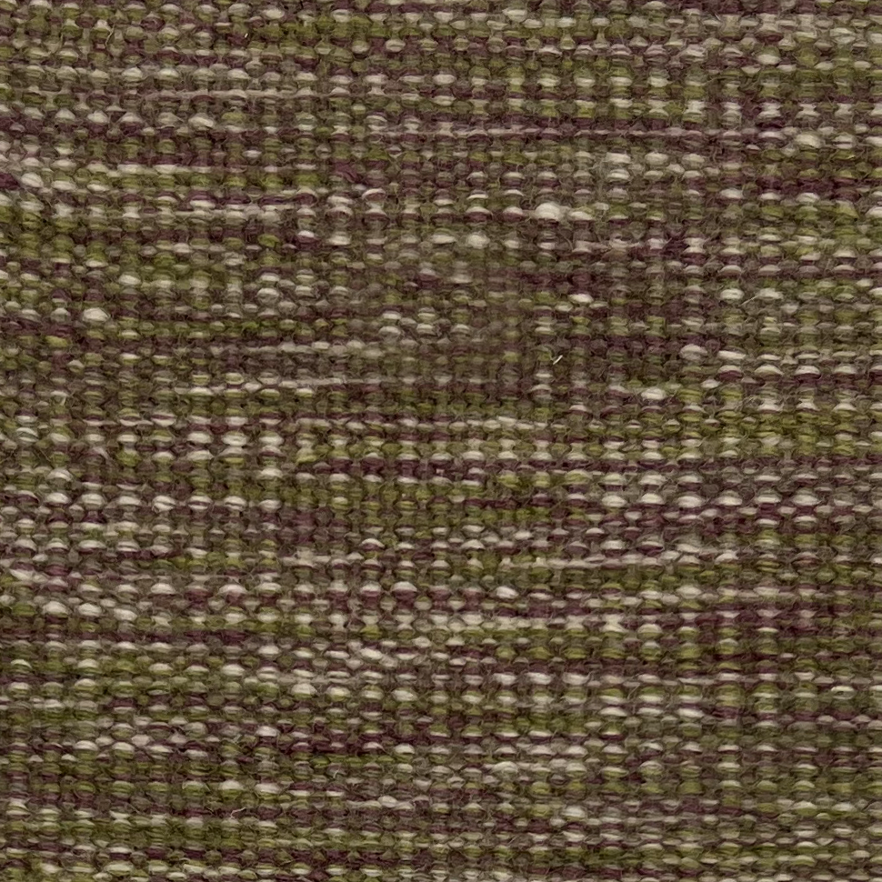 Flatweave rug in a textural strié weave in olive green and brown.