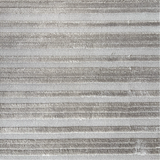 Textured carpet with horizontal loop and raised cut pile stripes in grey.