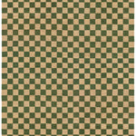 Detail of the Checkerboard Rug in Pawn, a green and tan checkered pattern. 