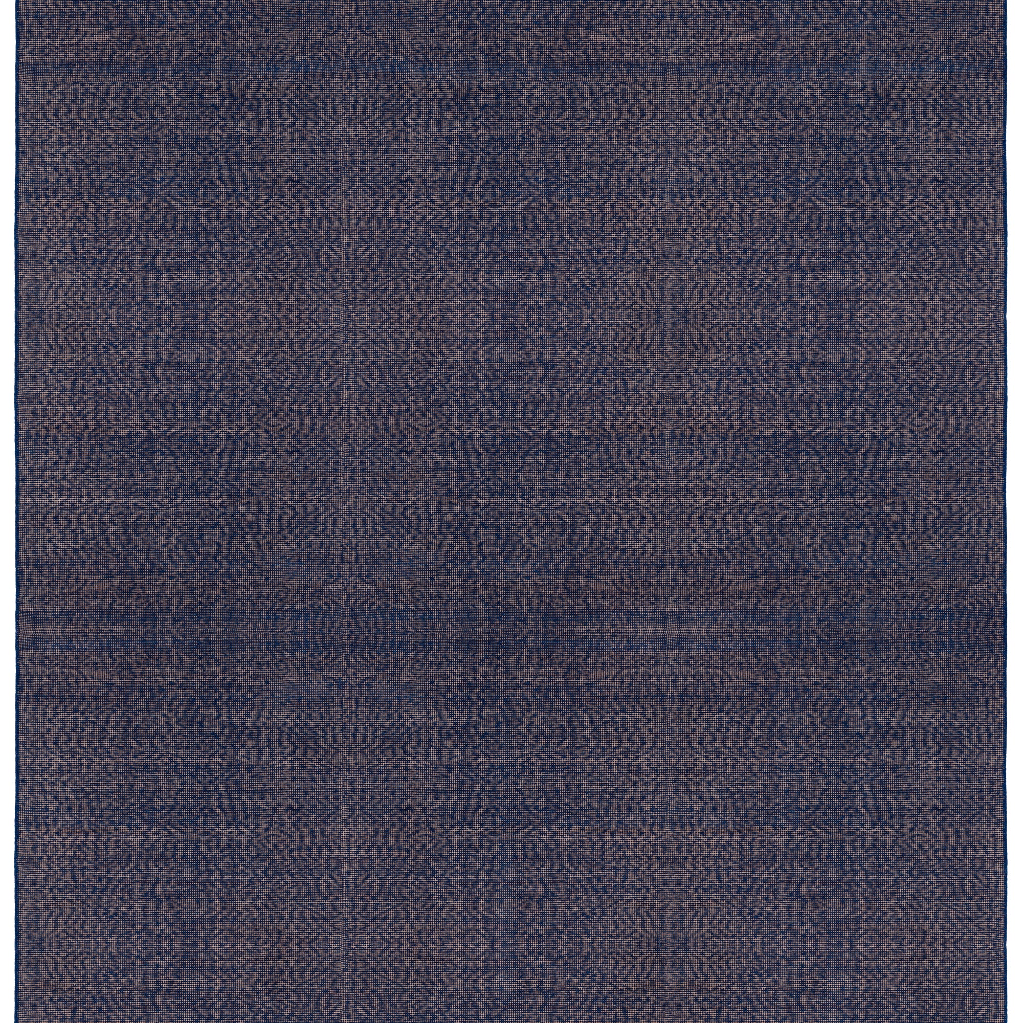 Full Size Penta Rug in Tempestl, a subtle striated pattern in indigo blue and taupe. 