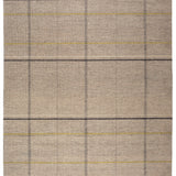 Full size Jasper Waffle Rug in Peridot, a large scale plaid pattern of ecru, yellow, grey and off white. 