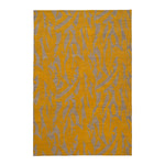 Capri Rug with a large abstract design shades of yellow over varied stried lighter neutral color background