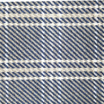 Wool broadloom carpet swatch in houndstooth plaid in shades of navy, cream and white.