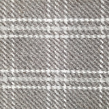 Wool broadloom carpet swatch in houndstooth plaid in shades of gray and cream.
