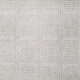 Wool broadloom carpet swatch in a plaid print in shades of light gray and cream.