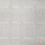 Wool broadloom carpet swatch in a plaid print in shades of light olive, gray and cream.