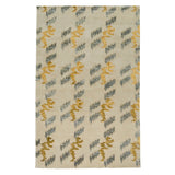  Stepping Stones rug featuring an organic jagged linear design in silver and gold on an ivory ground