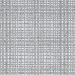 Wool broadloom carpet swatch in a woven plaid pattern in gray and silver.