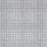 Wool broadloom carpet swatch in a woven plaid pattern in gray and silver.