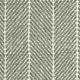 Wool broadloom carpet swatch in a herringbone stripe in olive and cream.