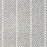 Wool broadloom carpet swatch in a herringbone stripe in gray and white.