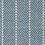 Wool broadloom carpet swatch in a herringbone stripe in gray-blue and white.