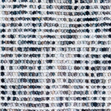 Wool broadloom carpet swatch in a looped stripe weave in white, blue and gray.