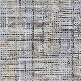 Wool-polyester broadloom carpet swatch in a textured plaid weave in brown, gray and charcoal.