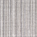 Wool broadloom carpet swatch in a multicolor stripe in shades of white, cream and gray.