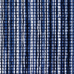 Wool broadloom carpet swatch in a multicolor stripe in shades of charcoal, navy and white.