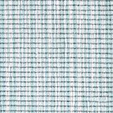 Wool broadloom carpet swatch in a multicolor stripe in shades of white and blue-green.