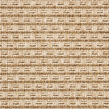 Outdoor broadloom carpet swatch in a textured stripe in tan and cream.