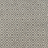 Wool broadloom carpet swatch in a woven diamond grid print in charcoal and gray.