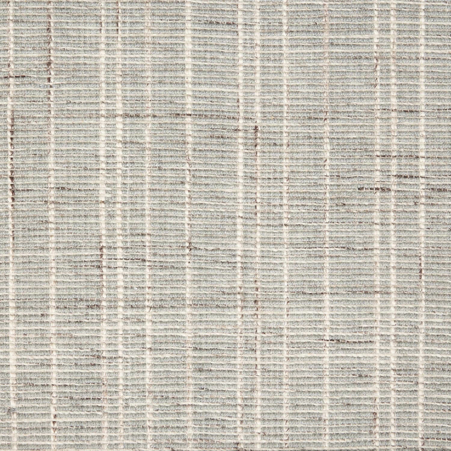 Wool-nylon broadloom carpet swatch in a textured plaid weave in gray and cream.