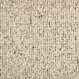Wool broadloom carpet swatch in a textured high-pile weave in mottled cream.