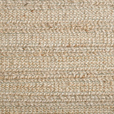 Jute broadloom carpet swatch in a flatweave in a cream shade.