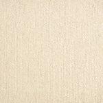 Wool broadloom carpet swatch in a textured weave in mottled white and cream.