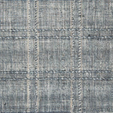 Wool-blend broadloom carpet swatch in a plaid tweed weave in gray-blue and cream.